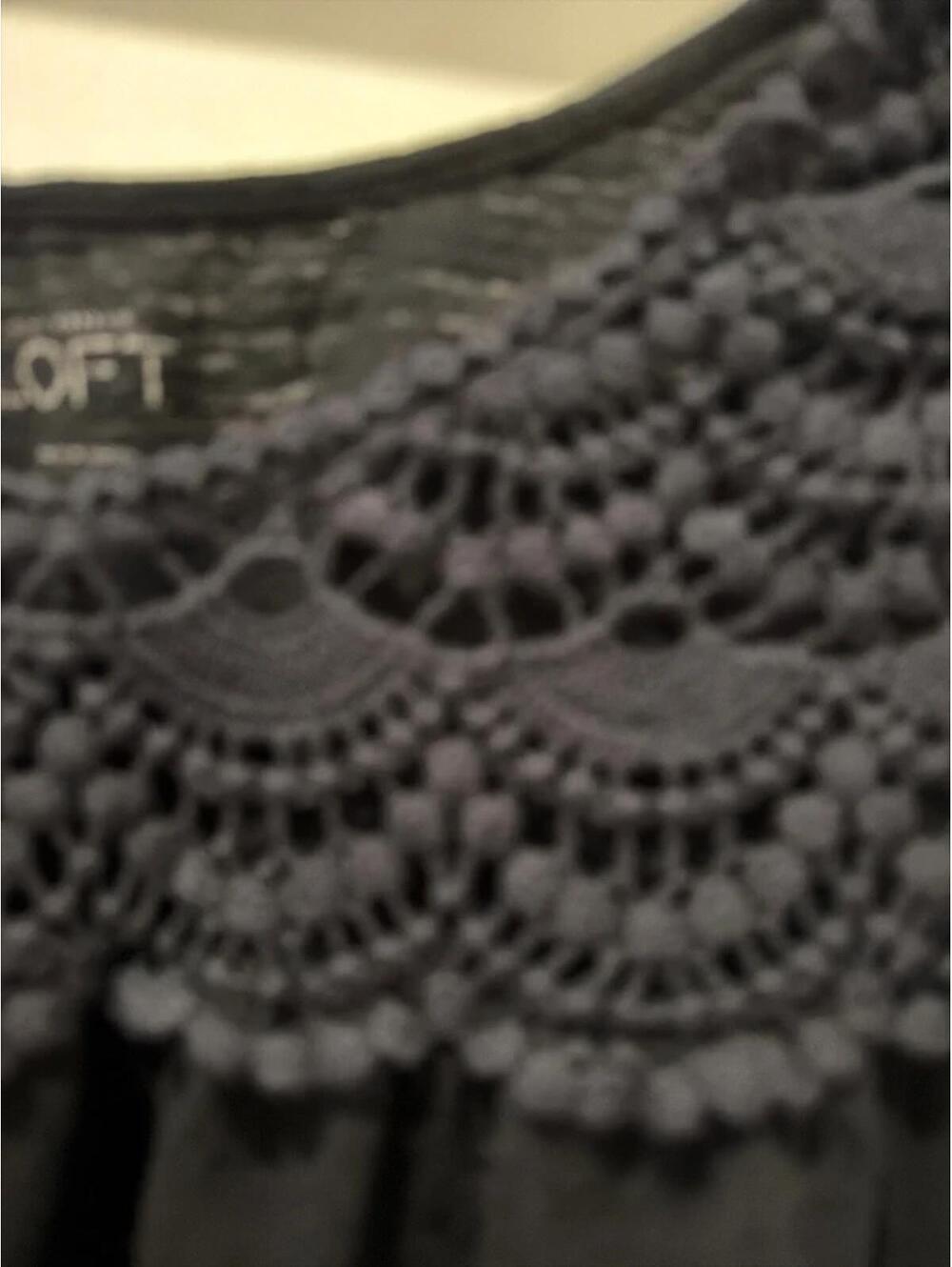 LOFT Black Sleeveless Crochet Detail Top - Picture 4 of 6